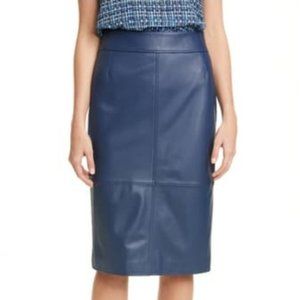 Hugo Boss Selrita Lamb Leather Midi Skirt, US 0